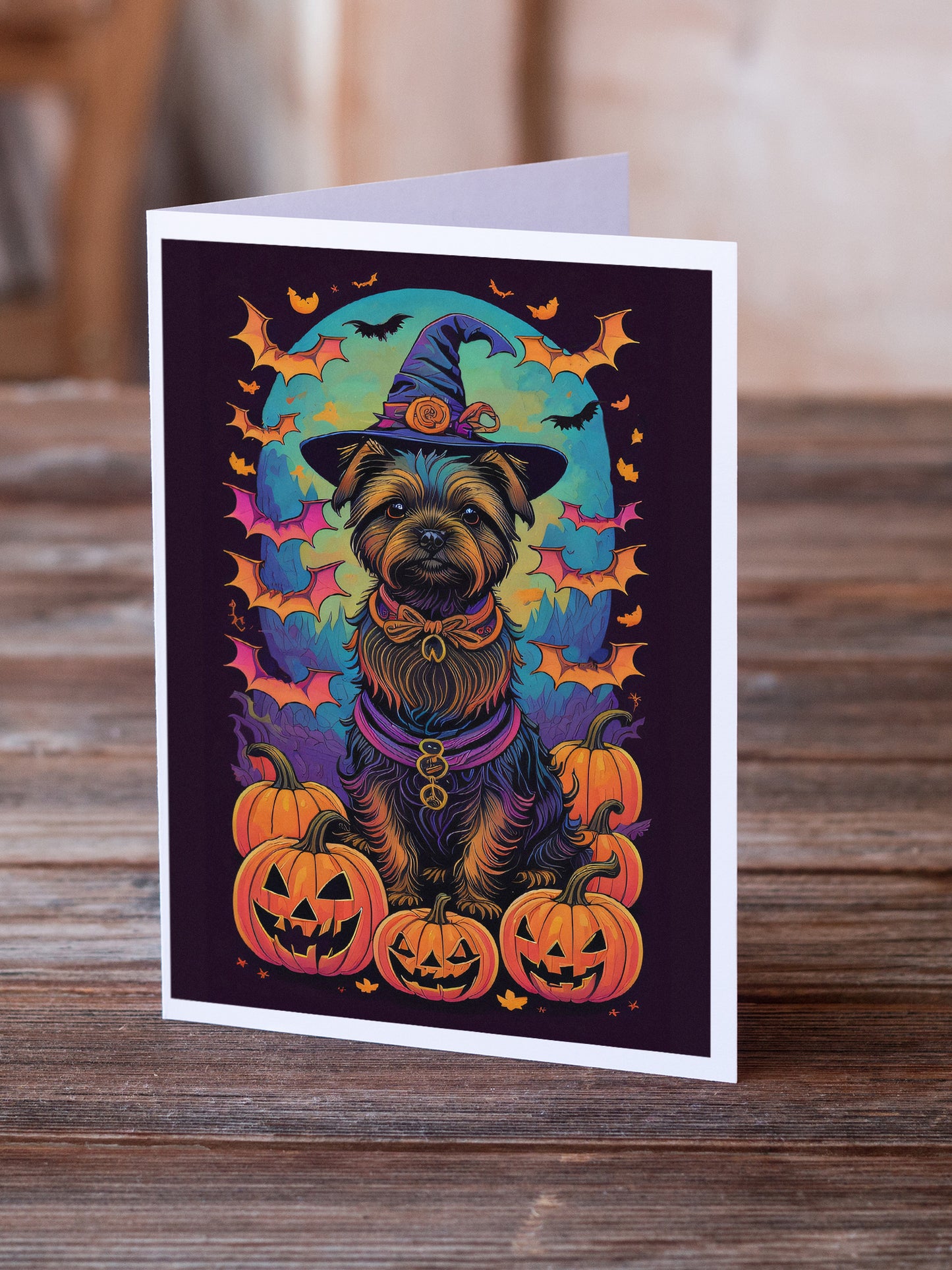 Cairn Terrier Witchy Halloween Greeting Cards and Envelopes Pack of 8
