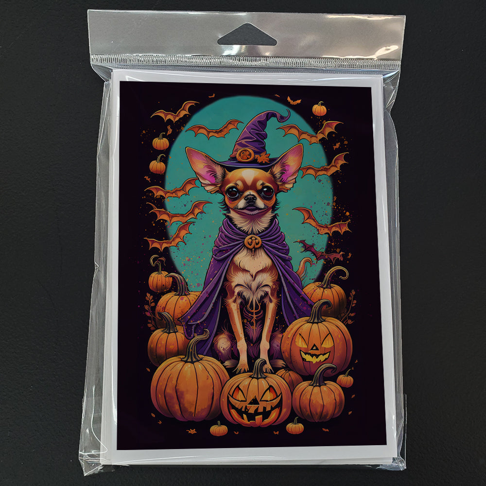 Chihuahua Witchy Halloween Greeting Cards and Envelopes Pack of 8