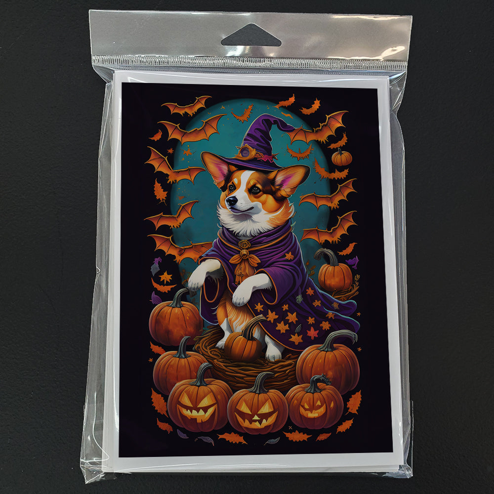 Corgi Witchy Halloween Greeting Cards and Envelopes Pack of 8