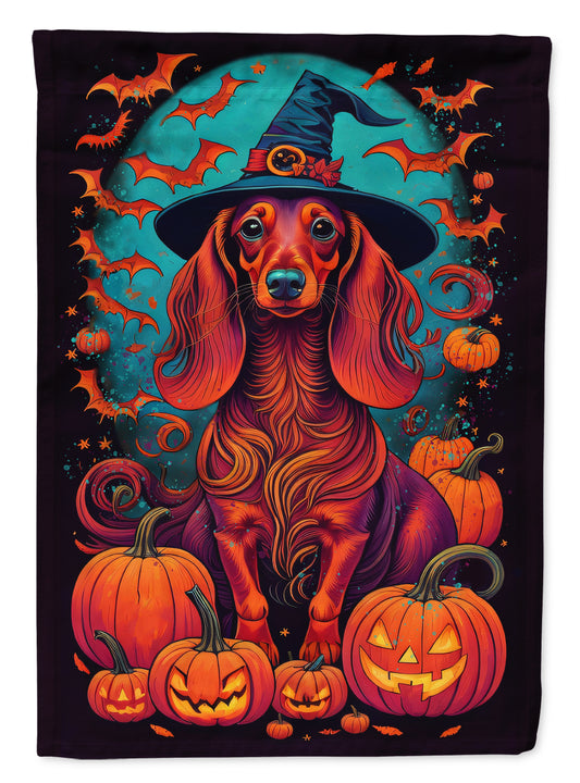 Buy this Longhair Dachshund Witchy Halloween House Flag