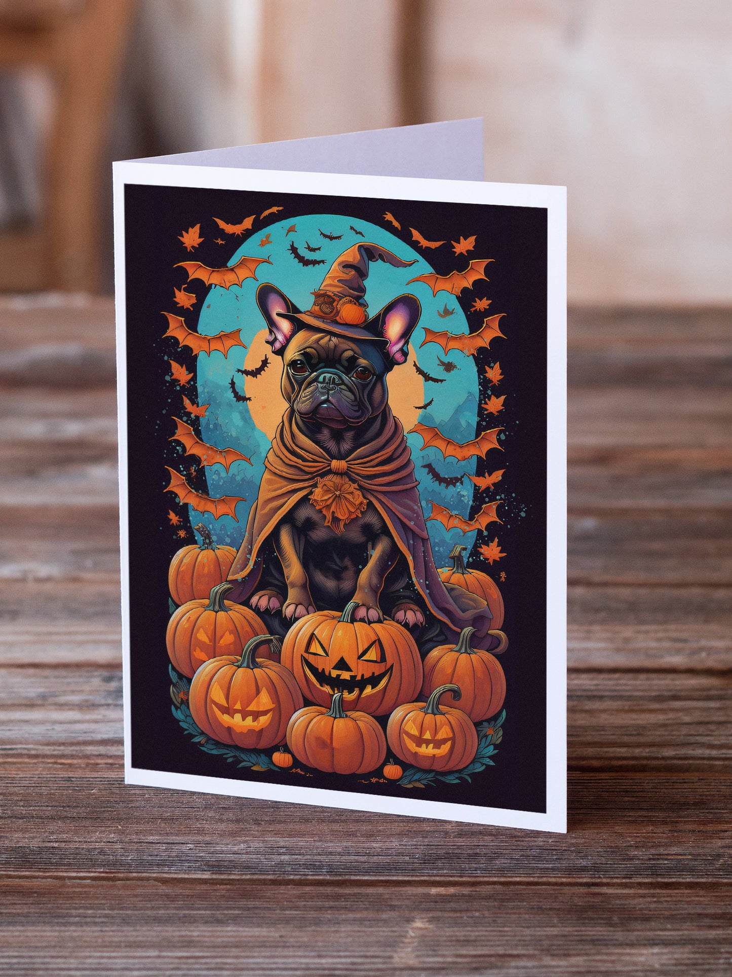 French Bulldog Witchy Halloween Greeting Cards and Envelopes Pack of 8