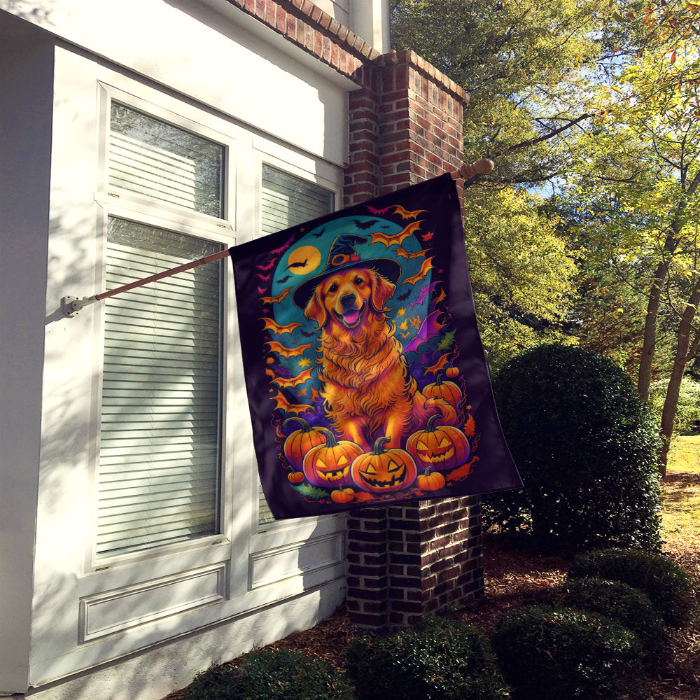 Golden Retriever Witchy Halloween House Flag