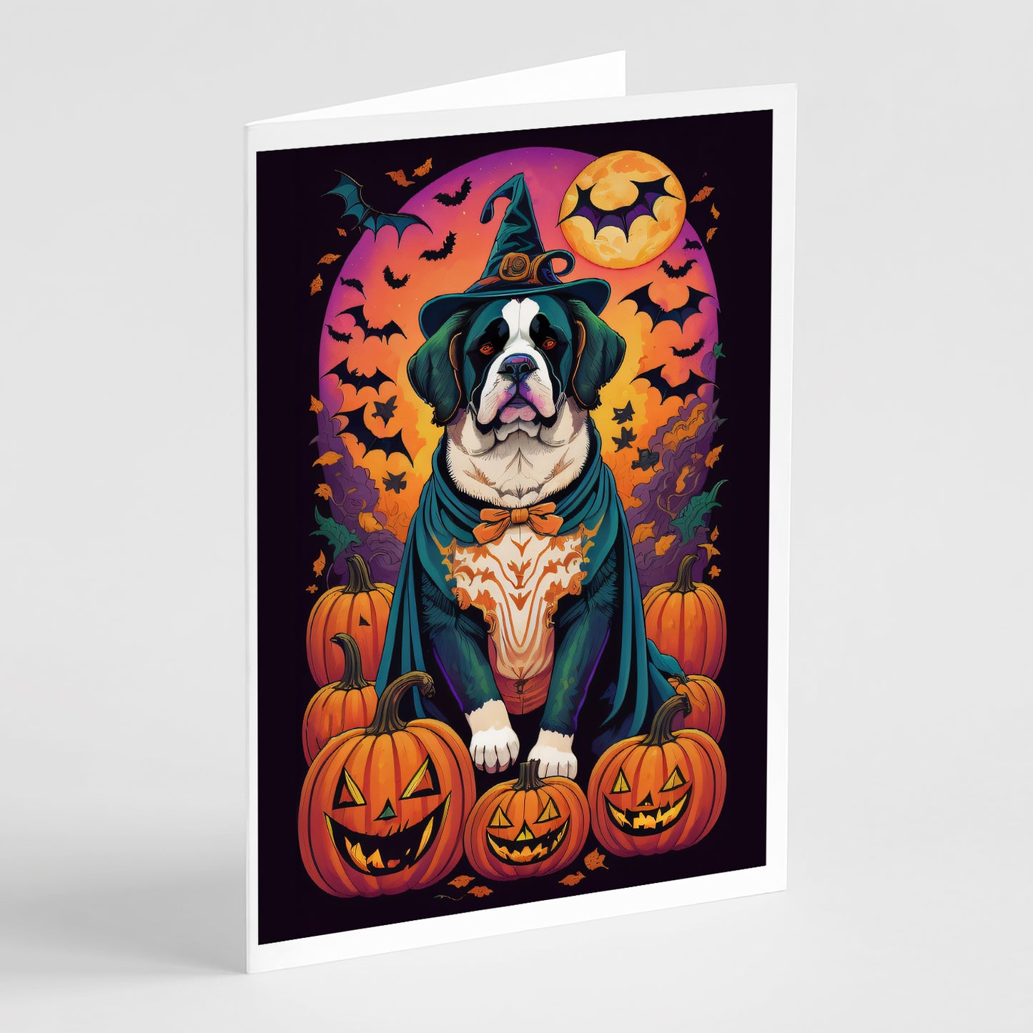 Buy this Saint Bernard Witchy Halloween Greeting Cards and Envelopes Pack of 8