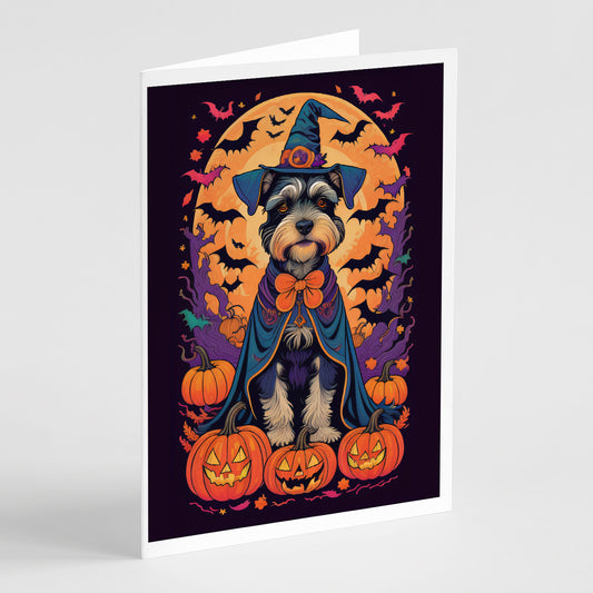 Buy this Schnauzer Witchy Halloween Greeting Cards and Envelopes Pack of 8