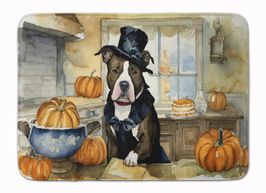 Buy this Pit Bull Terrier Fall Kitchen Pumpkins Memory Foam Kitchen Mat