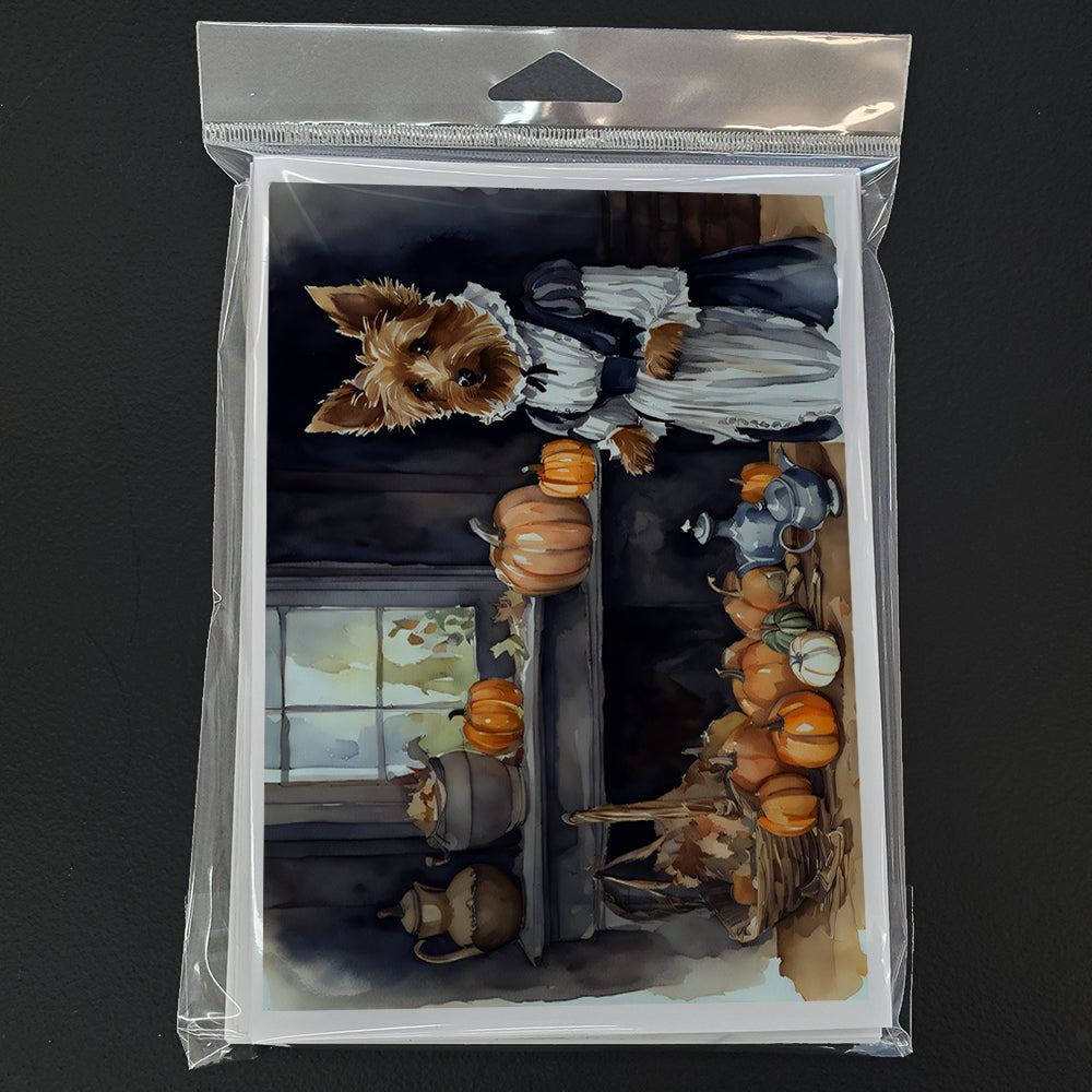 Australian Terrier Fall Kitchen Pumpkins Greeting Cards and Envelopes Pack of 8