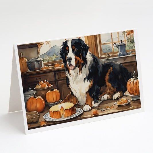 Buy this Bernese Mountain Dog Fall Kitchen Pumpkins Greeting Cards and Envelopes Pack of 8