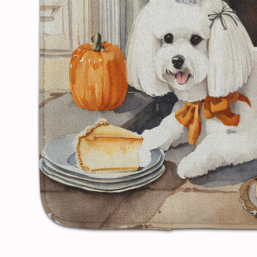 Bichon Frise Fall Kitchen Pumpkins Memory Foam Kitchen Mat