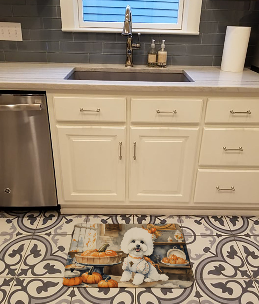 Bichon Frise Fall Kitchen Pumpkins Memory Foam Kitchen Mat