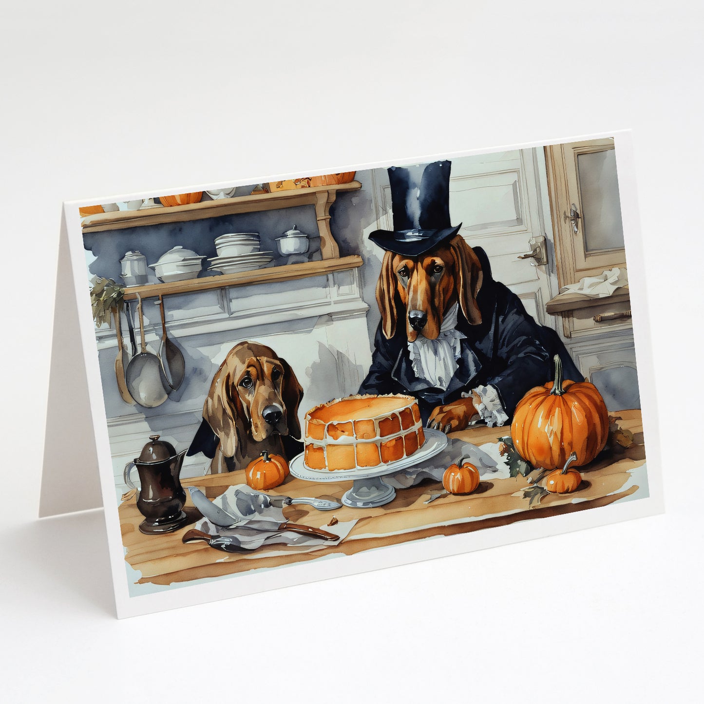 Buy this Bloodhound Fall Kitchen Pumpkins Greeting Cards and Envelopes Pack of 8