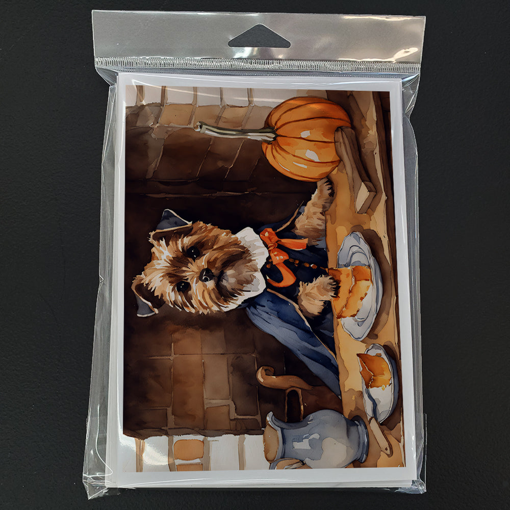 Border Terrier Fall Kitchen Pumpkins Greeting Cards and Envelopes Pack of 8