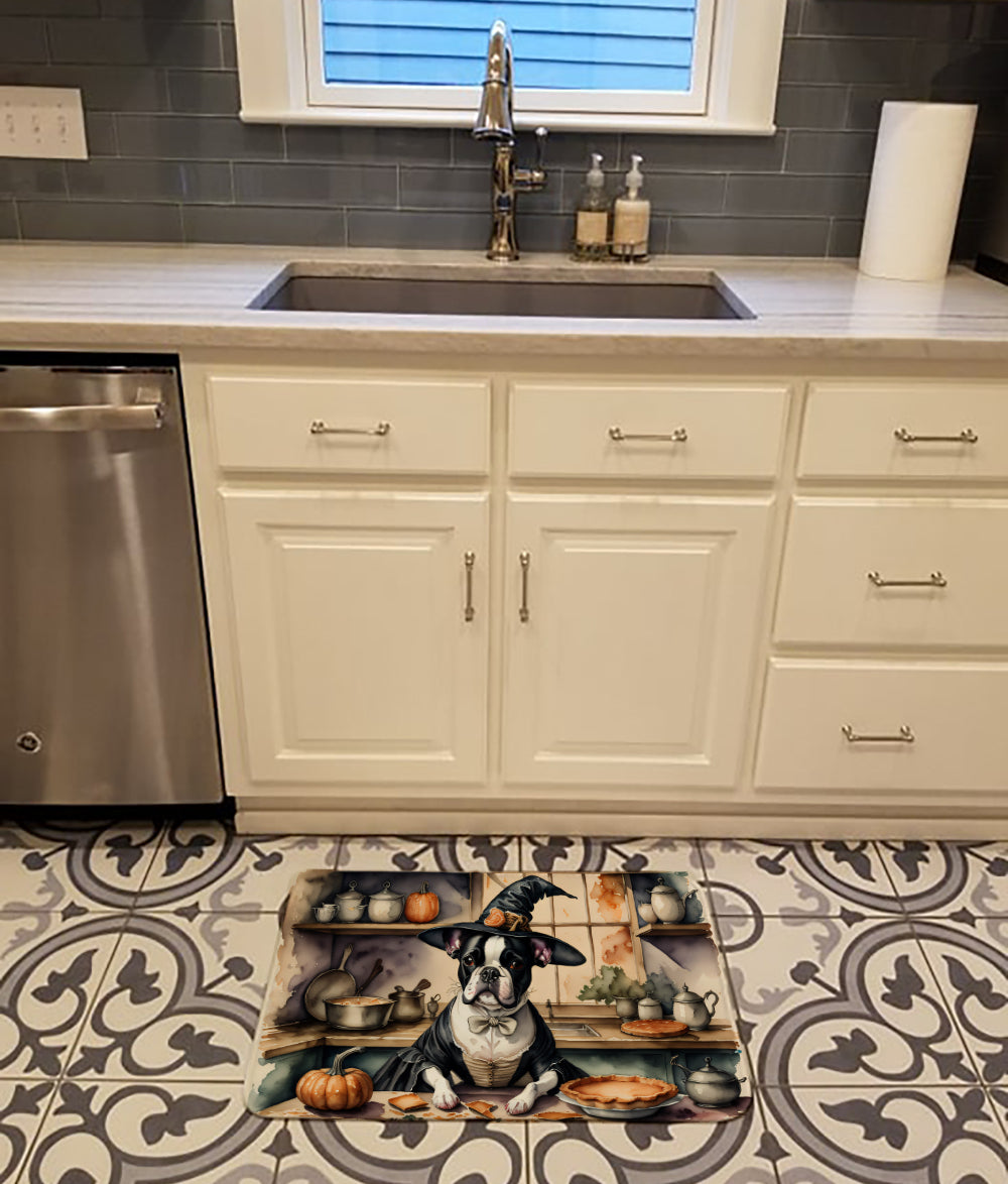 Boston Terrier Fall Kitchen Pumpkins Memory Foam Kitchen Mat