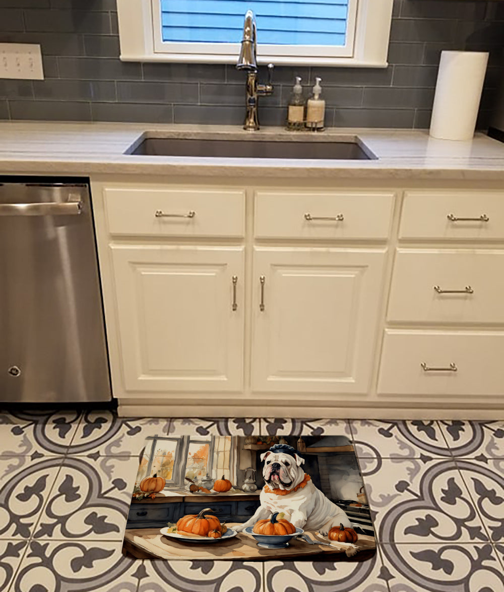 English Bulldog Fall Kitchen Pumpkins Memory Foam Kitchen Mat