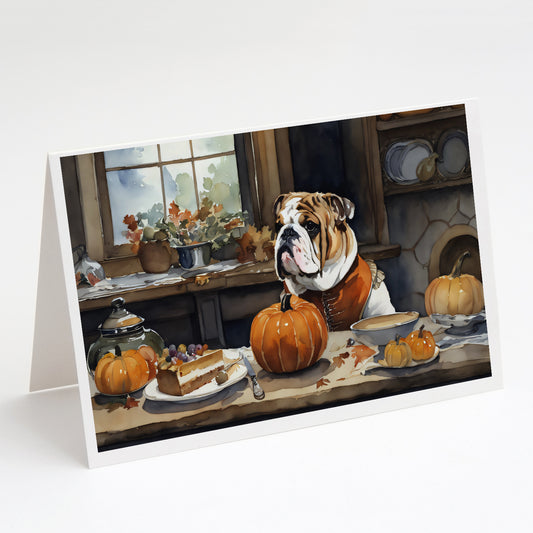 Buy this English Bulldog Fall Kitchen Pumpkins Greeting Cards and Envelopes Pack of 8