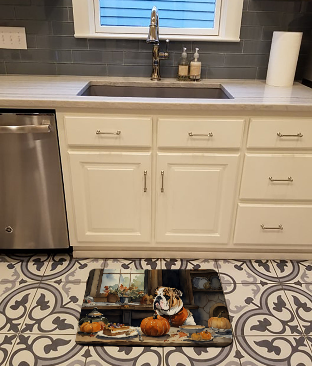 English Bulldog Fall Kitchen Pumpkins Memory Foam Kitchen Mat