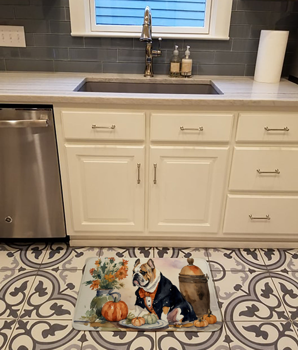 English Bulldog Fall Kitchen Pumpkins Memory Foam Kitchen Mat