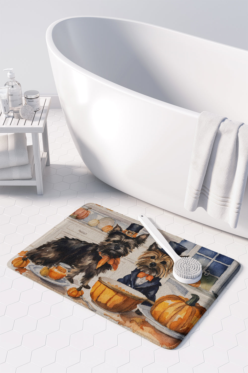 Cairn Terrier Fall Kitchen Pumpkins Memory Foam Kitchen Mat