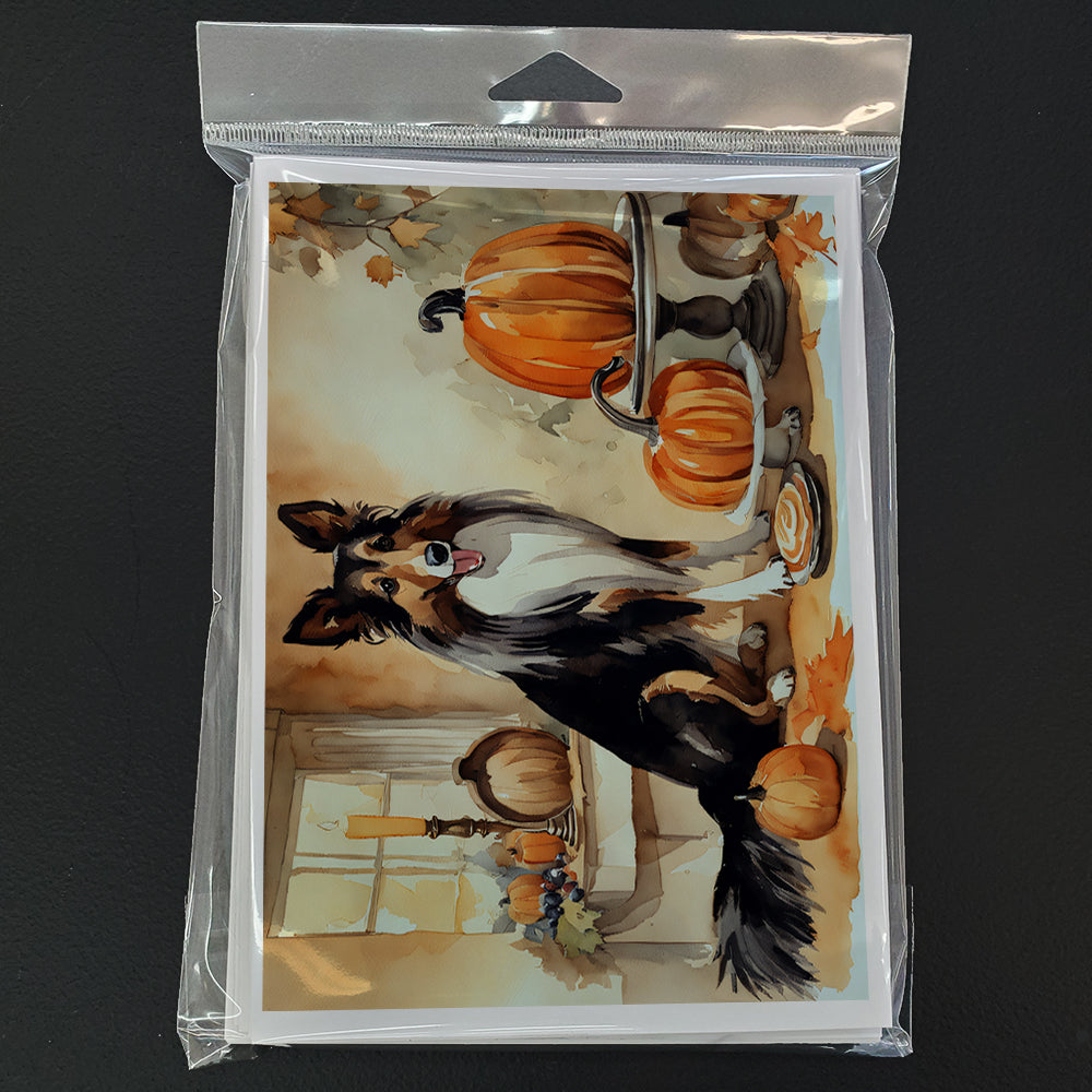 Collie Fall Kitchen Pumpkins Greeting Cards and Envelopes Pack of 8