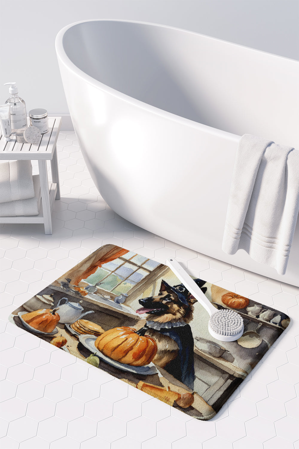 German Shepherd Fall Kitchen Pumpkins Memory Foam Kitchen Mat