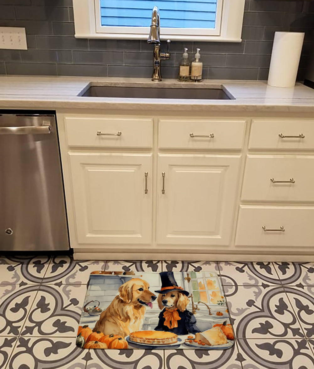 Golden Retriever Fall Kitchen Pumpkins Memory Foam Kitchen Mat
