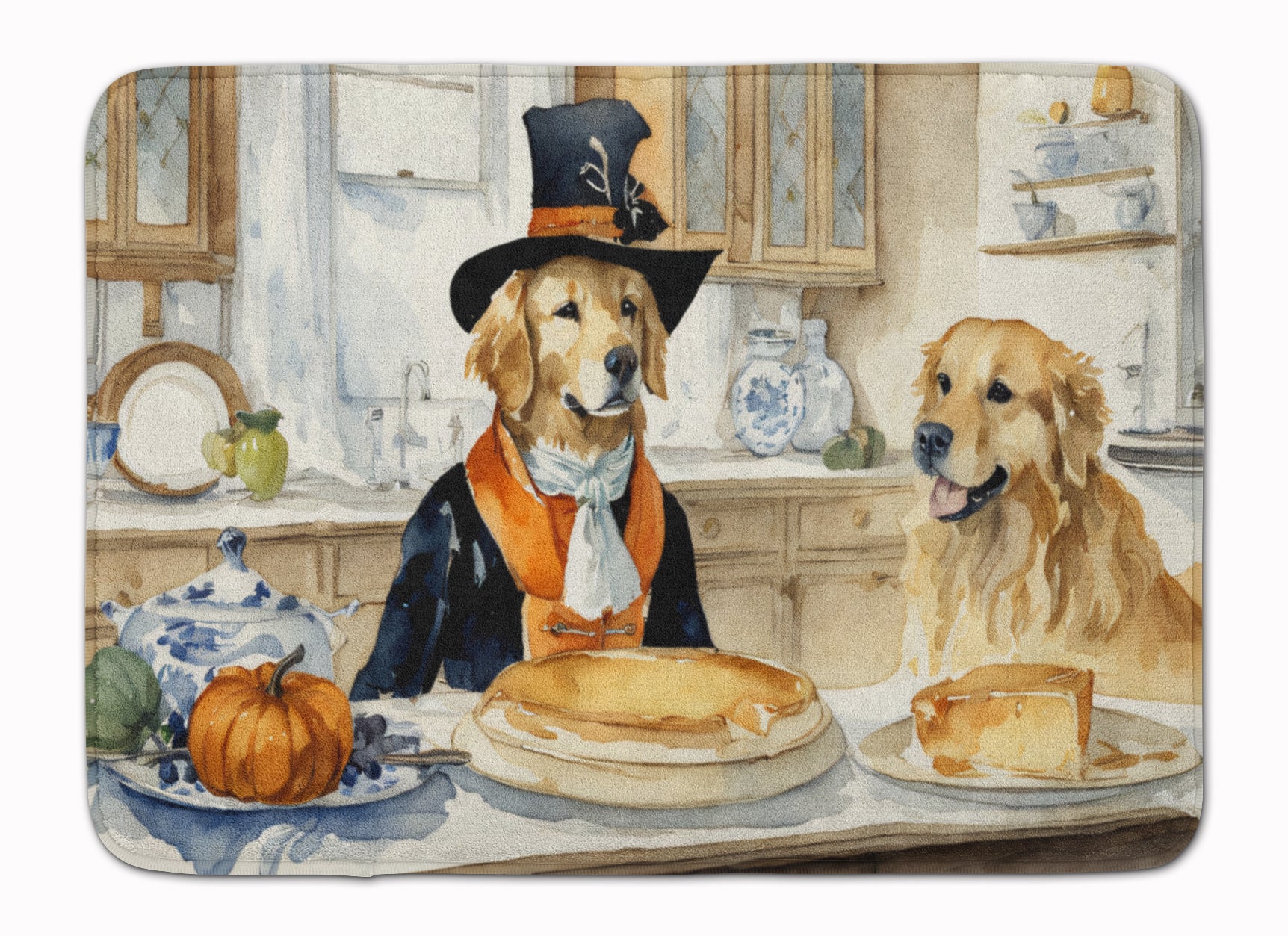 Buy this Golden Retriever Fall Kitchen Pumpkins Memory Foam Kitchen Mat