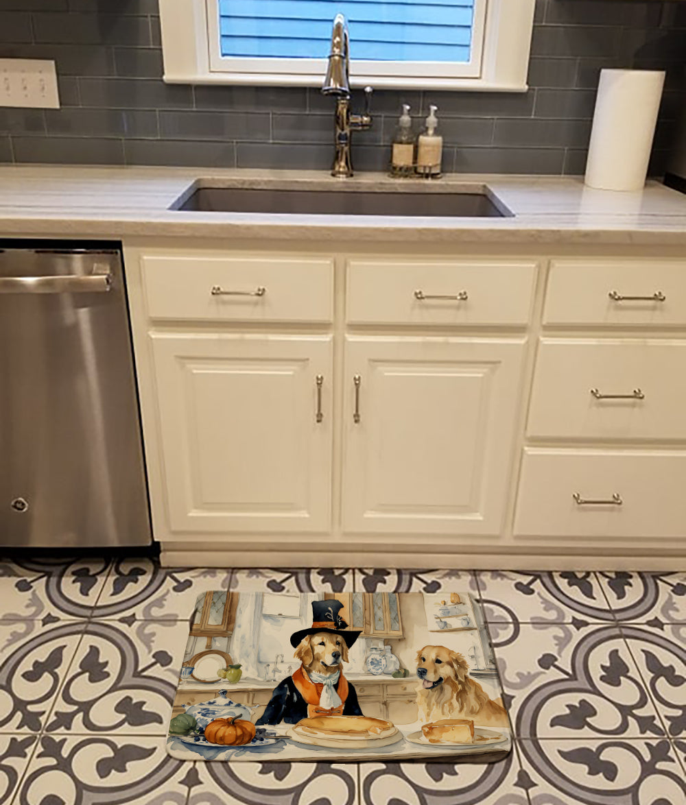 Golden Retriever Fall Kitchen Pumpkins Memory Foam Kitchen Mat
