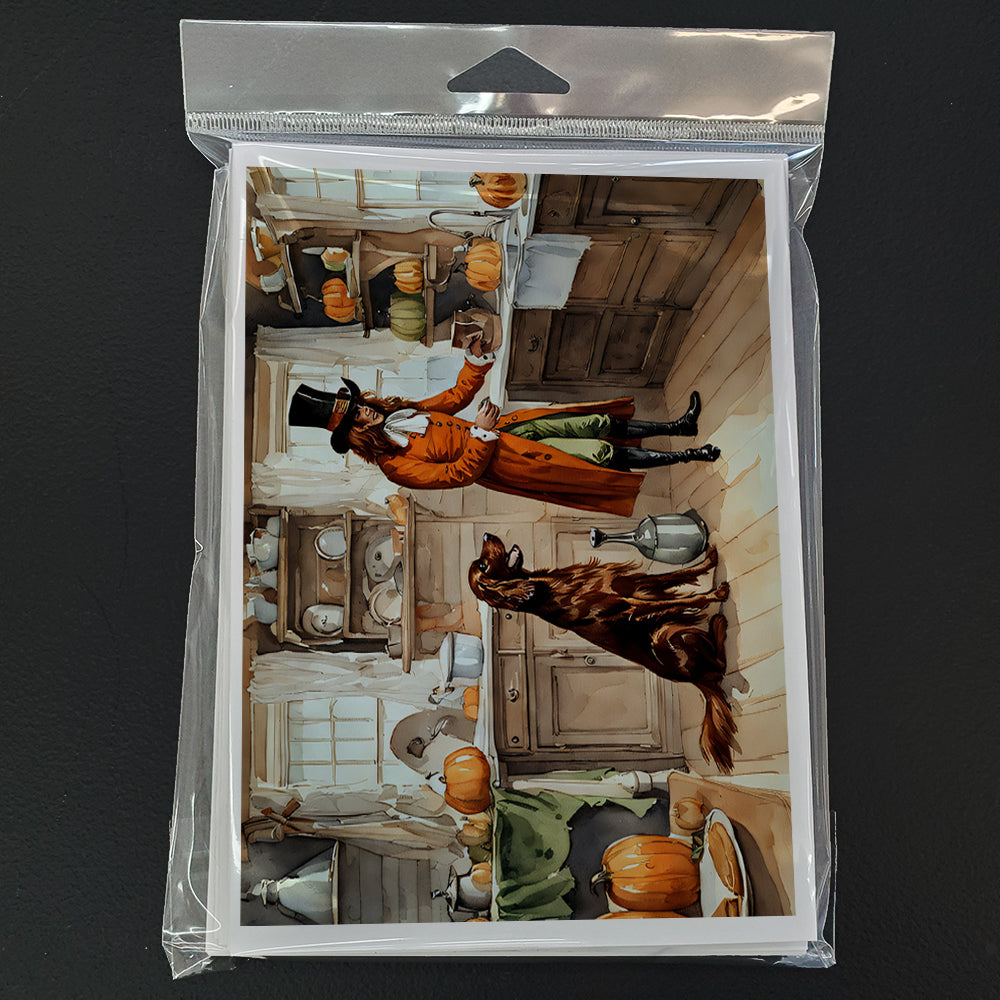 Irish Setter Fall Kitchen Pumpkins Greeting Cards and Envelopes Pack of 8