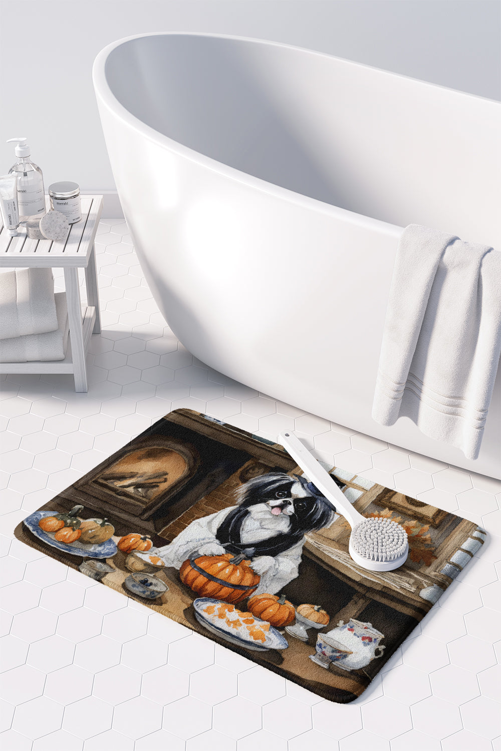 Japanese Chin Fall Kitchen Pumpkins Memory Foam Kitchen Mat