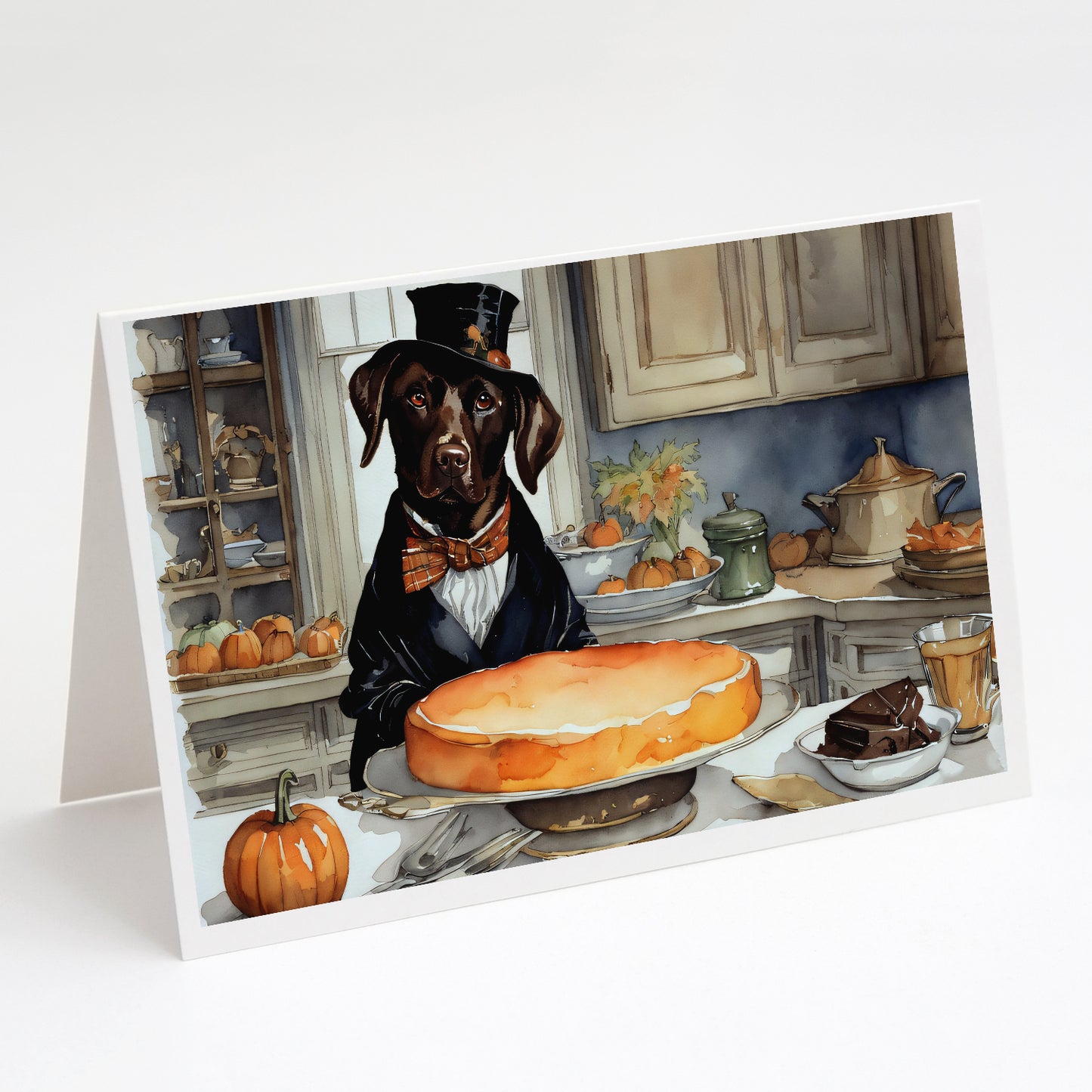 Buy this Chocolate Lab Fall Kitchen Pumpkins Greeting Cards and Envelopes Pack of 8