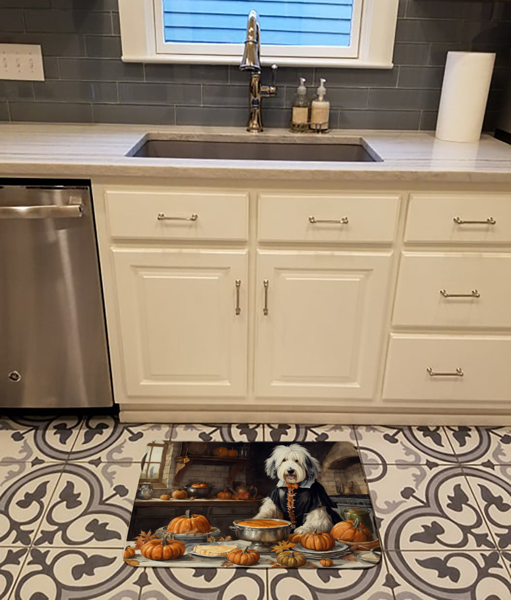 Old English Sheepdog Fall Kitchen Pumpkins Memory Foam Kitchen Mat