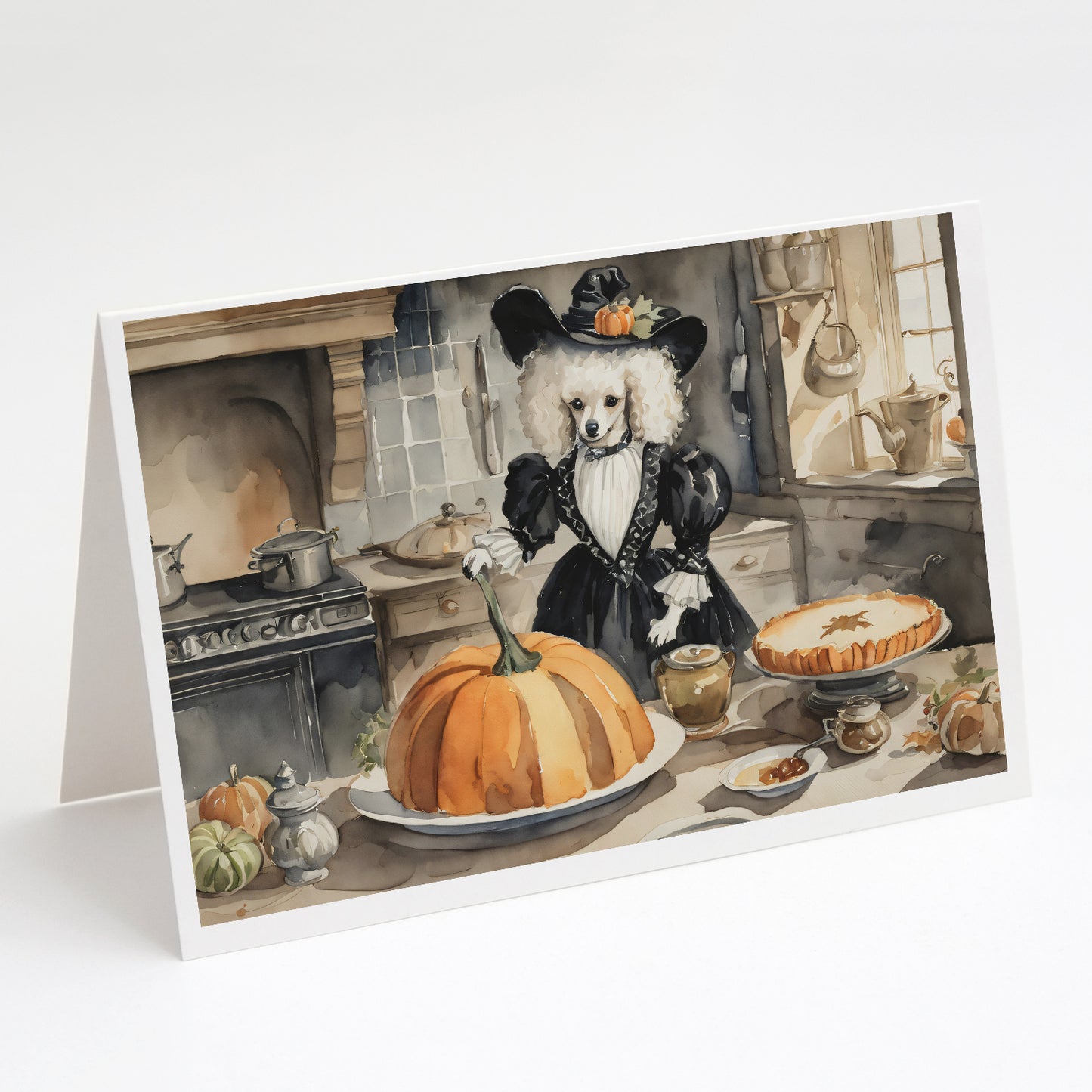 Buy this Poodle Fall Kitchen Pumpkins Greeting Cards and Envelopes Pack of 8