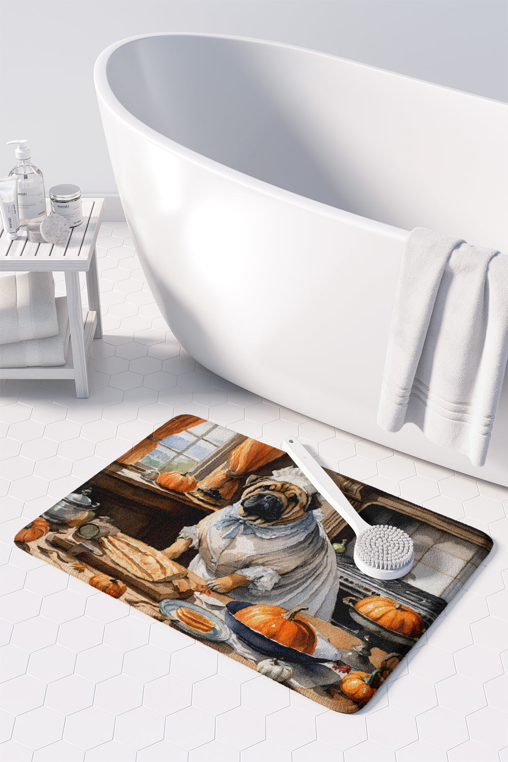 Shar Pei Fall Kitchen Pumpkins Memory Foam Kitchen Mat