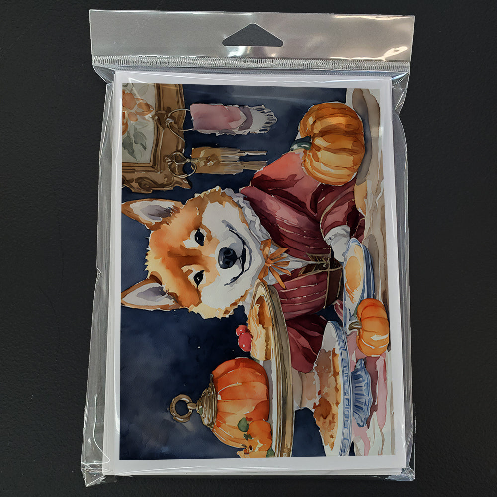 Shiba Inu Fall Kitchen Pumpkins Greeting Cards and Envelopes Pack of 8