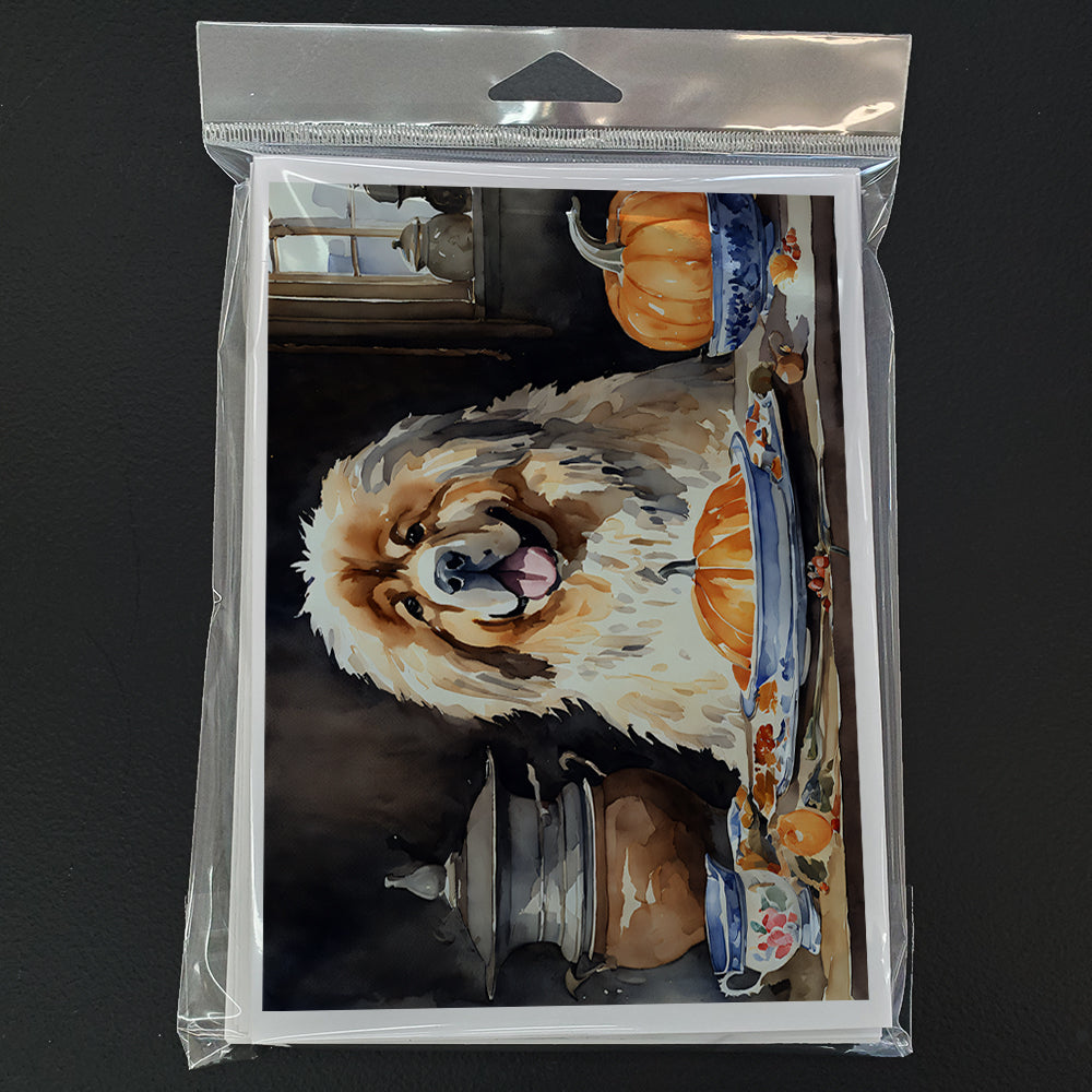 Tibetan Mastiff Fall Kitchen Pumpkins Greeting Cards and Envelopes Pack of 8