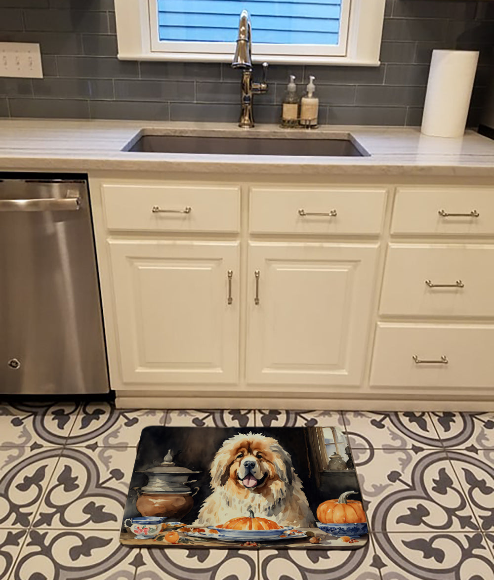 Tibetan Mastiff Fall Kitchen Pumpkins Memory Foam Kitchen Mat