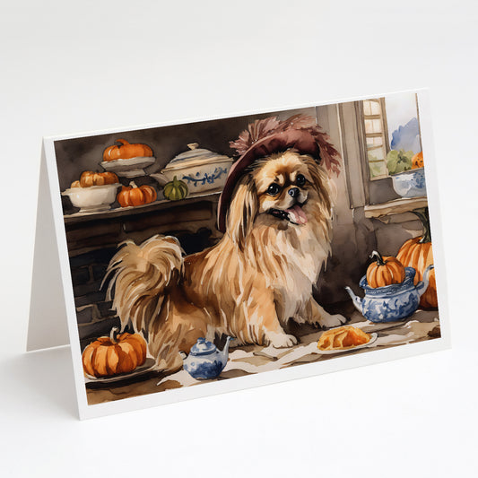 Buy this Tibetan Spaniel Fall Kitchen Pumpkins Greeting Cards and Envelopes Pack of 8