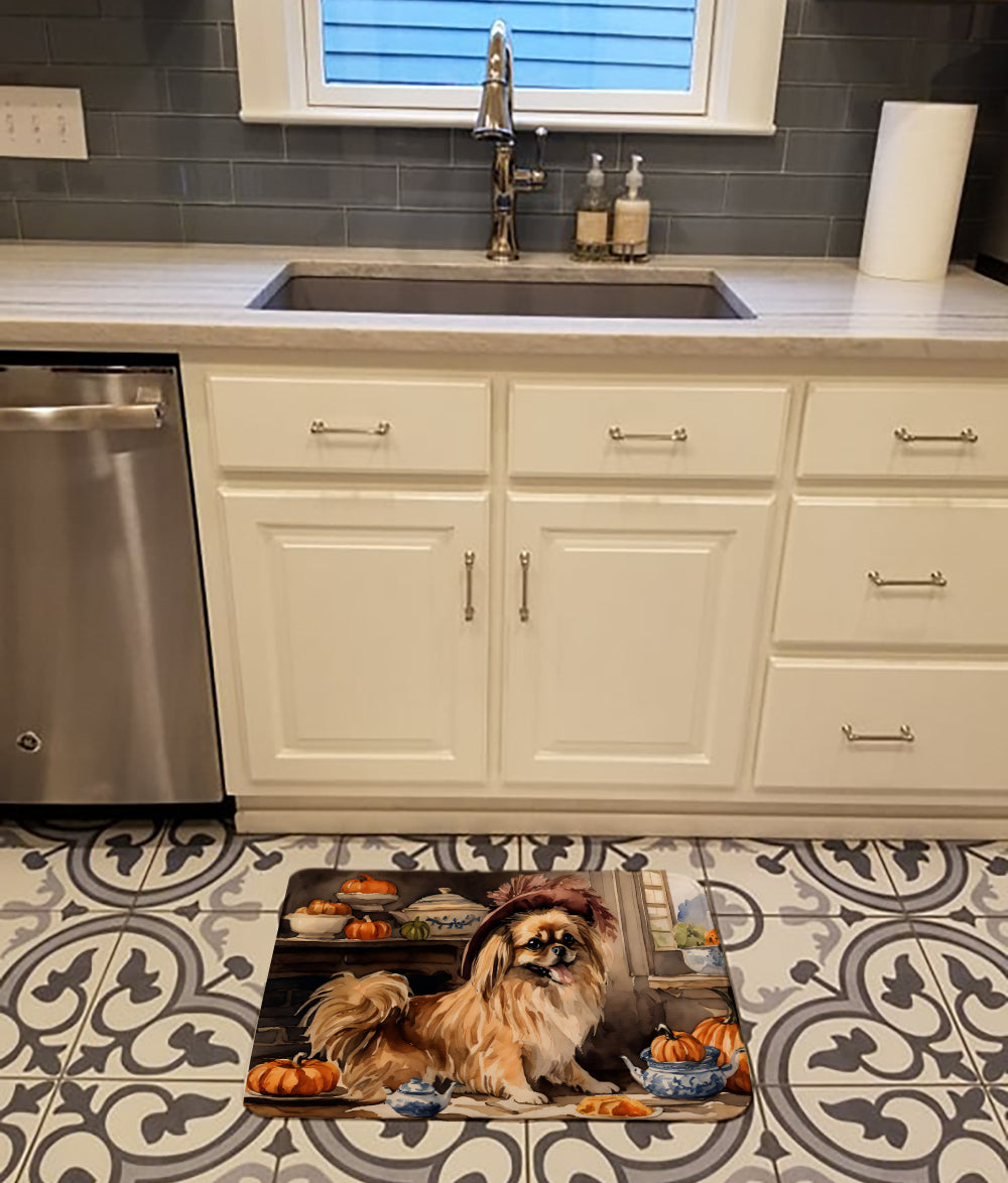 Tibetan Spaniel Fall Kitchen Pumpkins Memory Foam Kitchen Mat