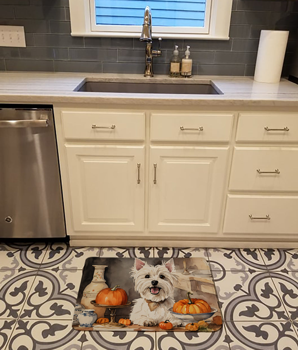 Westie Fall Kitchen Pumpkins Memory Foam Kitchen Mat