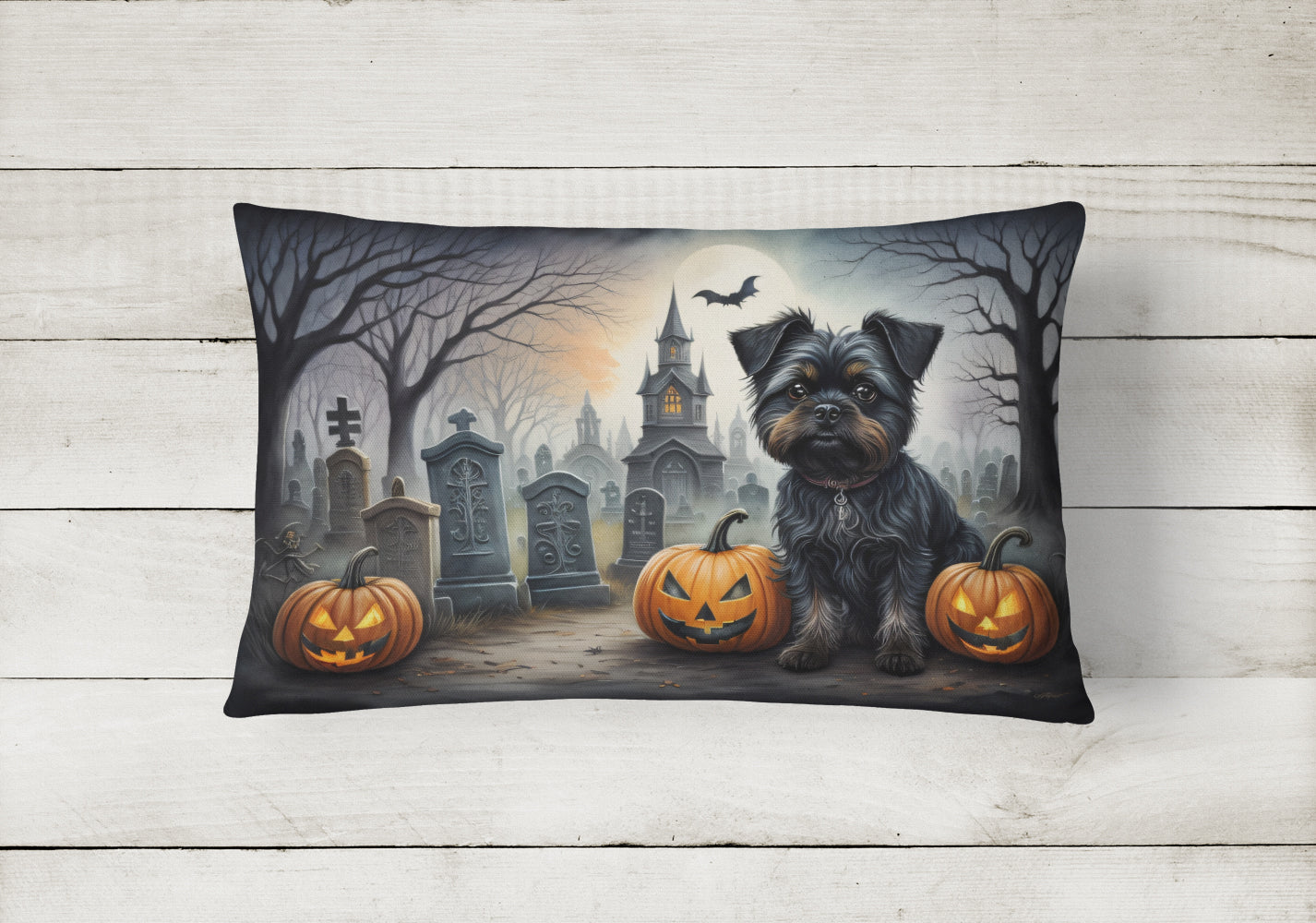 Affenpinscher Spooky Halloween Throw Pillow