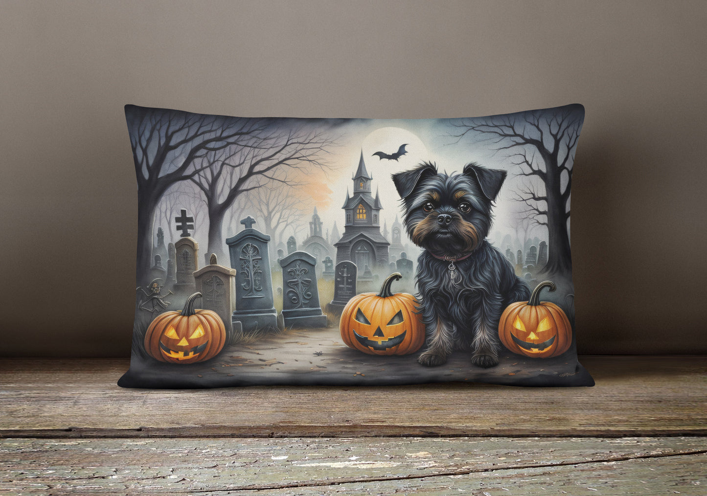 Affenpinscher Spooky Halloween Throw Pillow