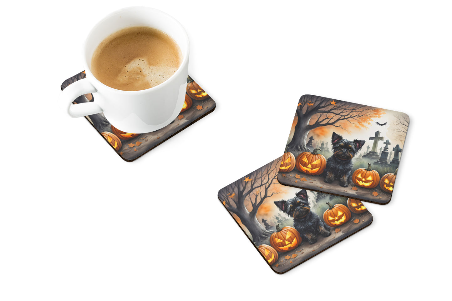 Affenpinscher Spooky Halloween Foam Coasters