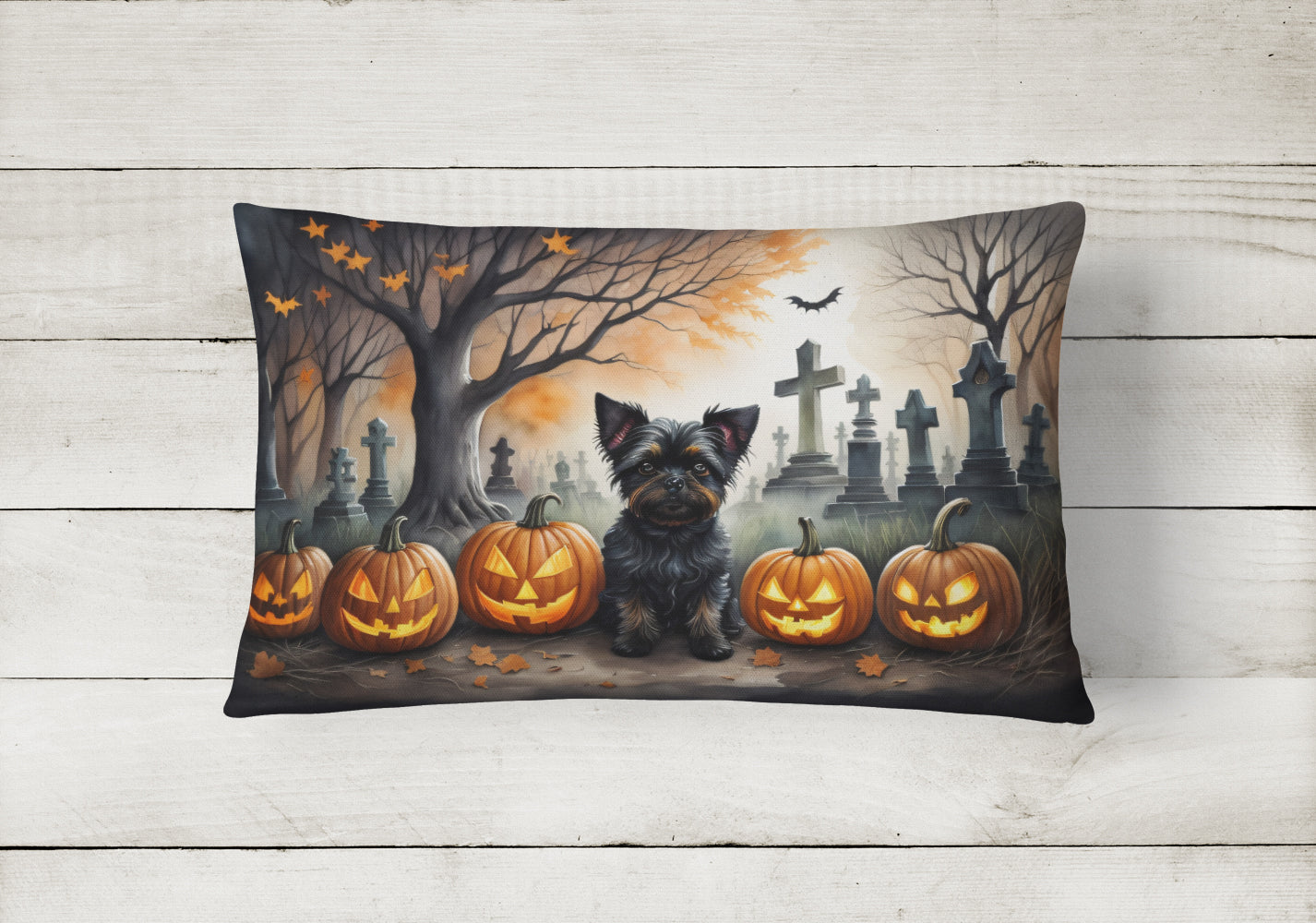 Affenpinscher Spooky Halloween Throw Pillow