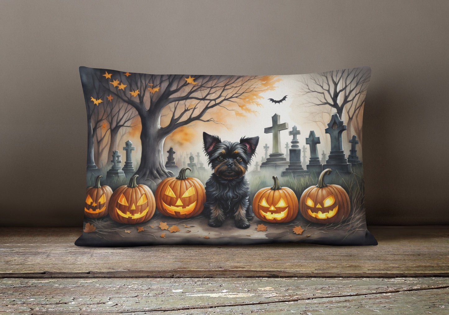 Affenpinscher Spooky Halloween Throw Pillow