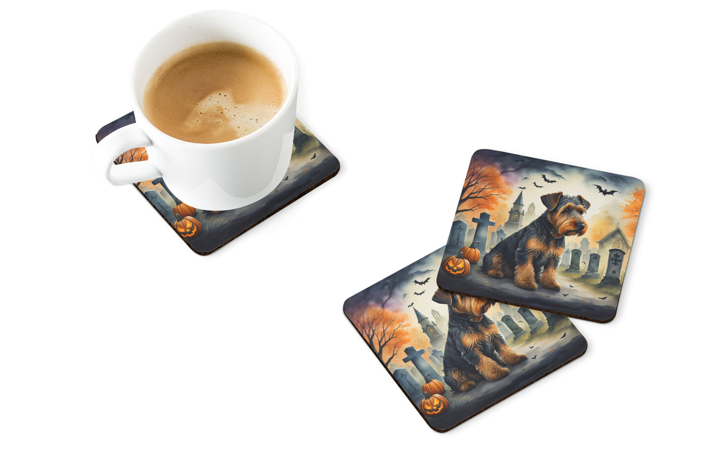 Airedale Terrier Spooky Halloween Foam Coasters