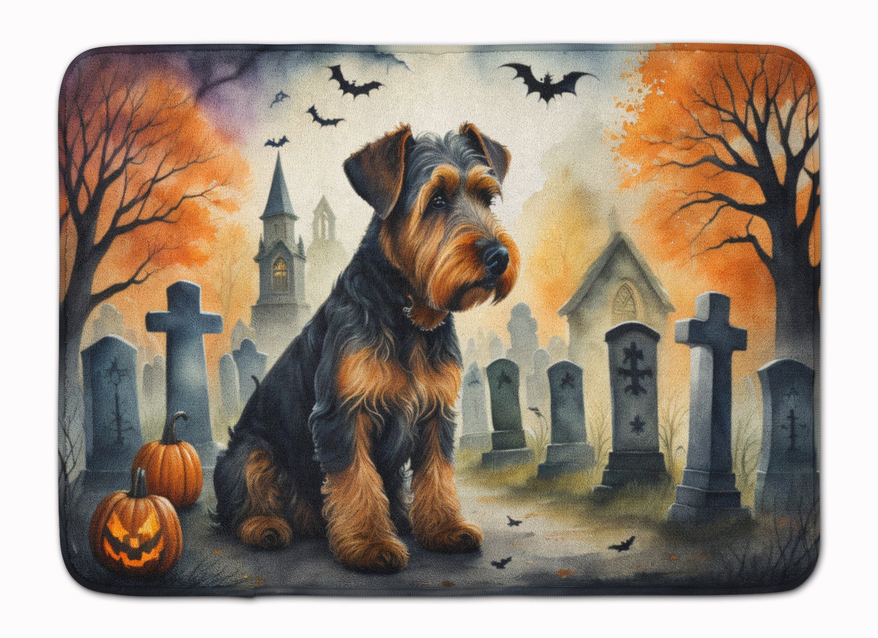 Buy this Airedale Terrier Spooky Halloween Memory Foam Kitchen Mat