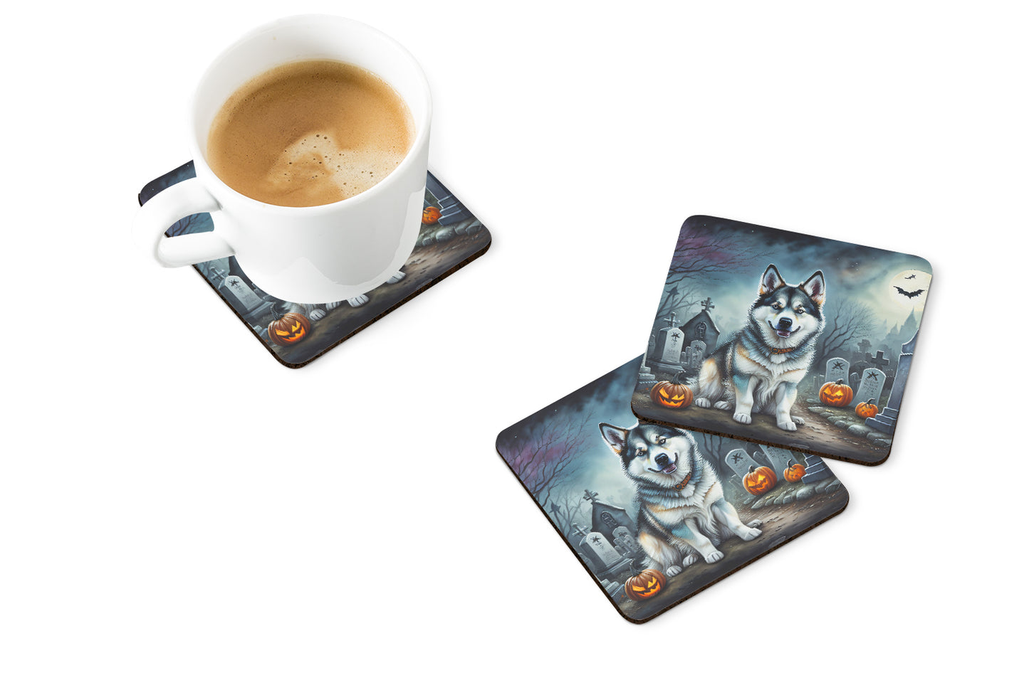 Alaskan Malamute Spooky Halloween Foam Coasters