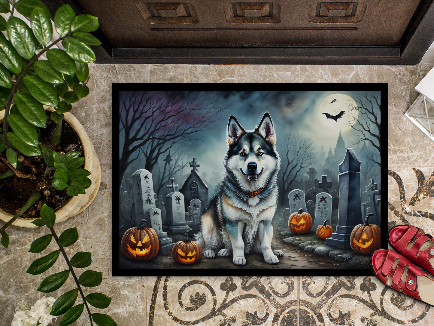 Alaskan Malamute Spooky Halloween Doormat