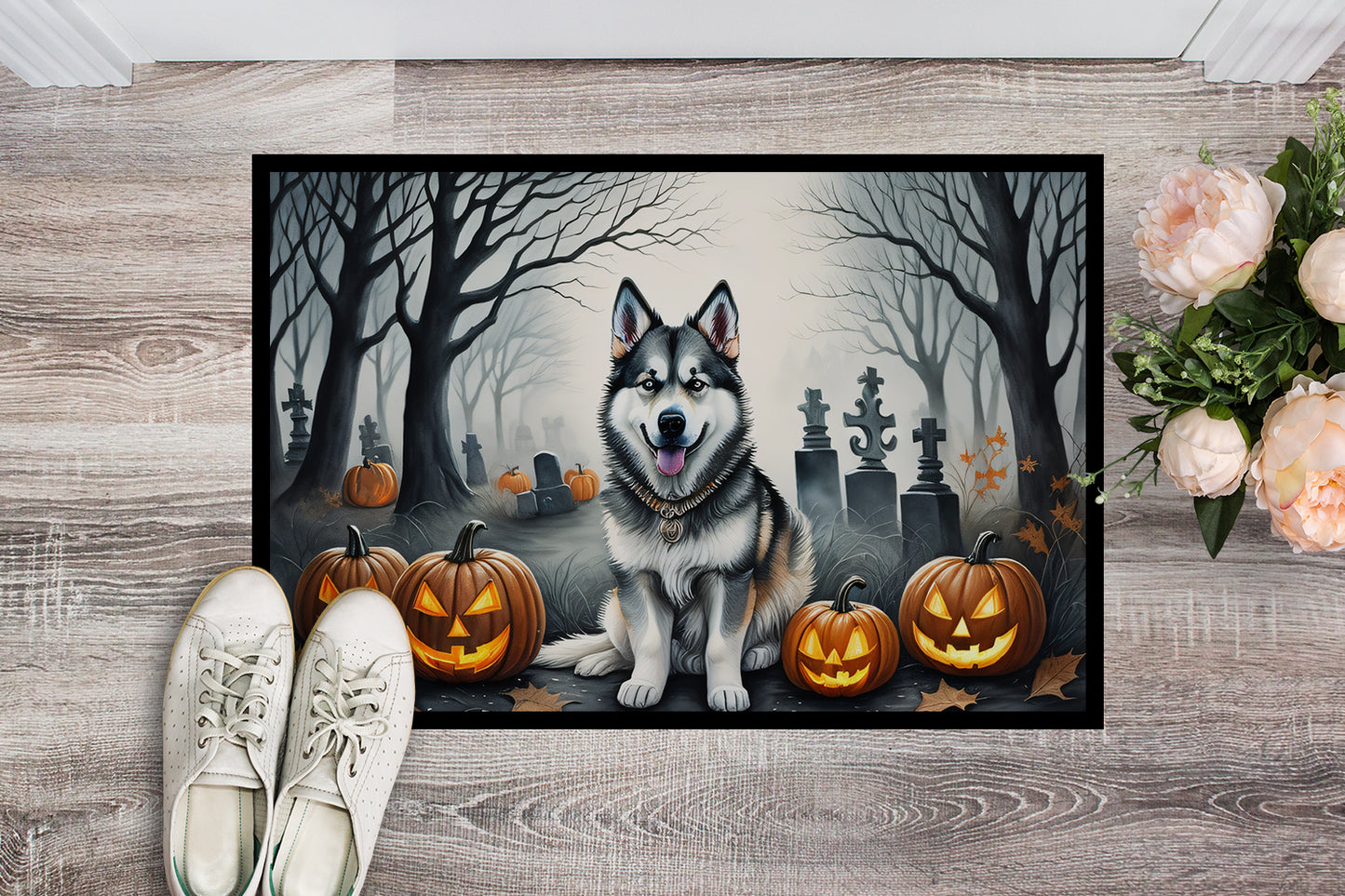 Alaskan Malamute Spooky Halloween Doormat