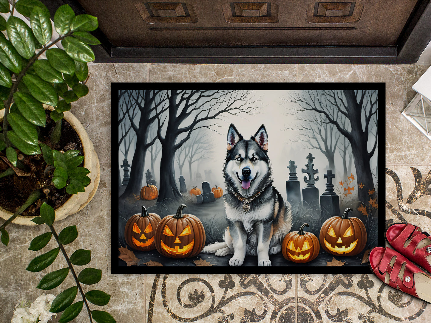 Alaskan Malamute Spooky Halloween Doormat