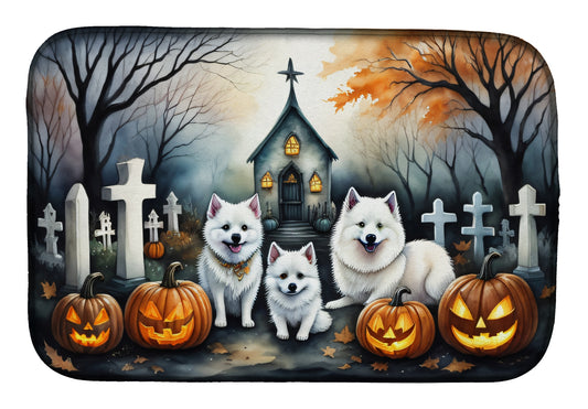 Buy this American Eskimo Spooky Halloween Dish Drying Mat